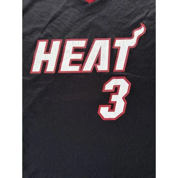 Miami Heat #3 Dwayne Wade NBA Basketball Black Away Jersey Men’s Size Large - Picture 4 of 8